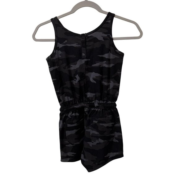 Athleta Girl Black & Gray Camo Sleeveless Romper S 7 Polyester Spandex Elastic W - Picture 5 of 6